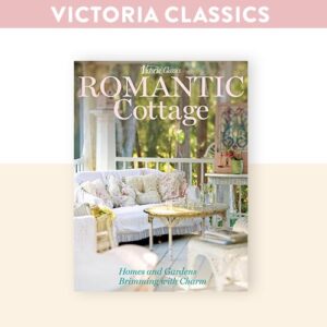This image shows the cover of our Romantic Cottage 2024 issue, which features a white-and-pink romantic porch with soft linens and seating.