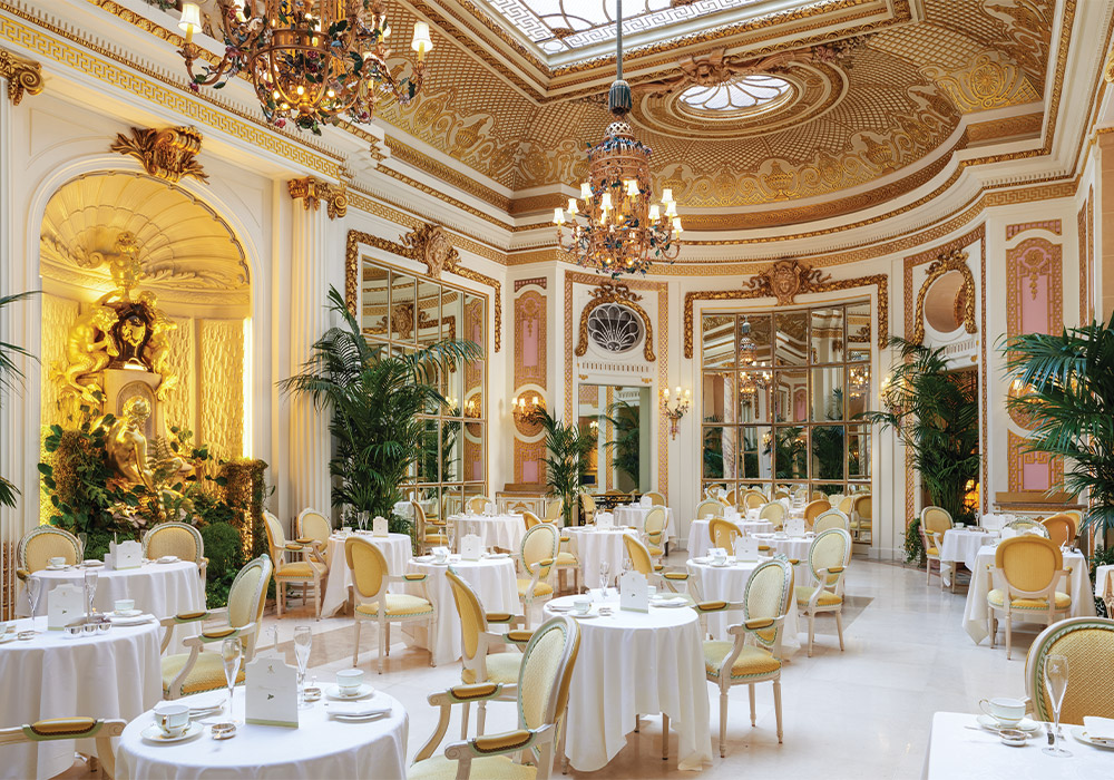 The Ritz London’s Palm Court tearoom offers breathtaking surrounds for taking afternoon tea.