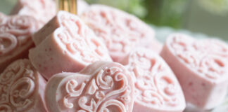 Pink heart candies on a platter