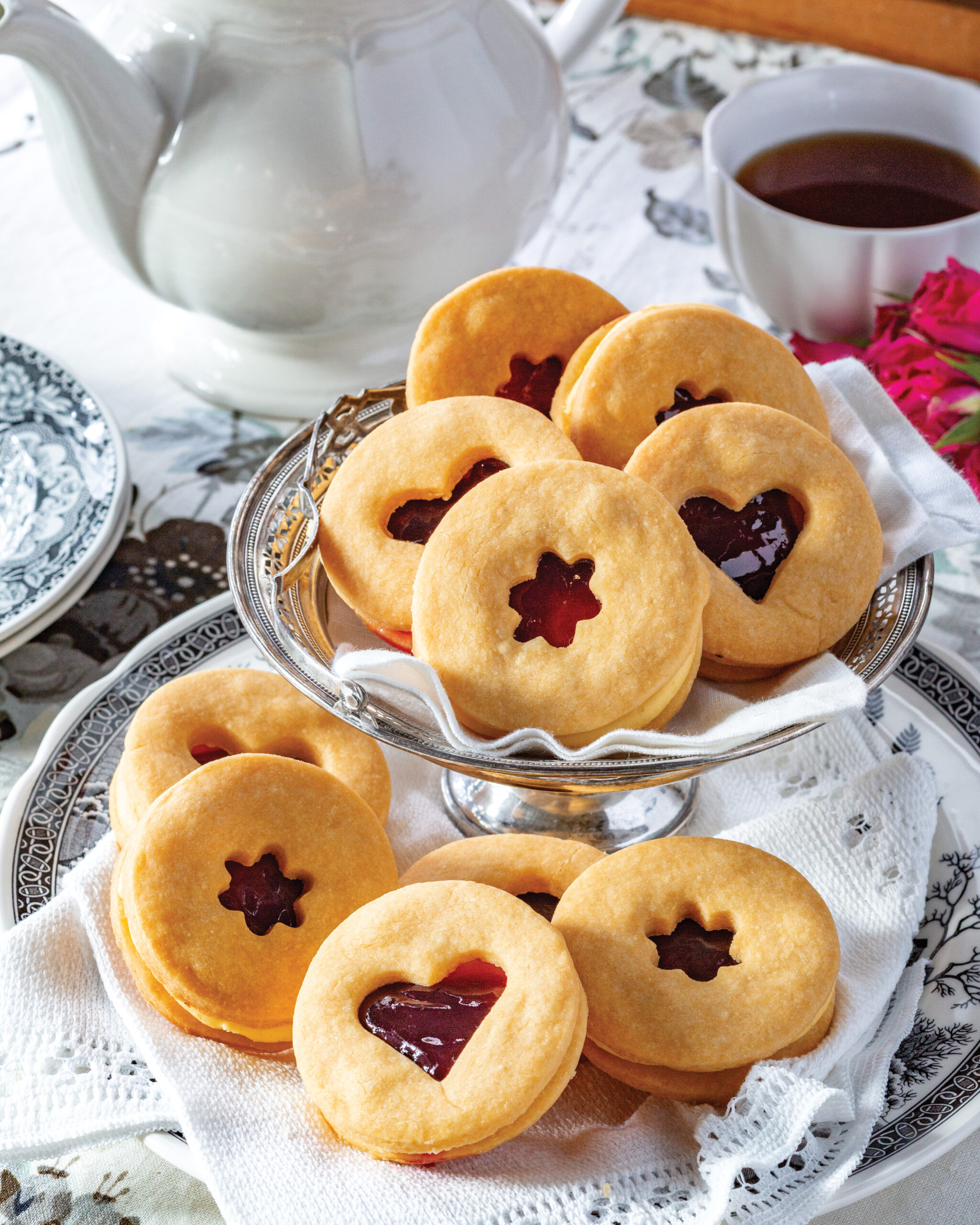 Custard creams on a tiered tray