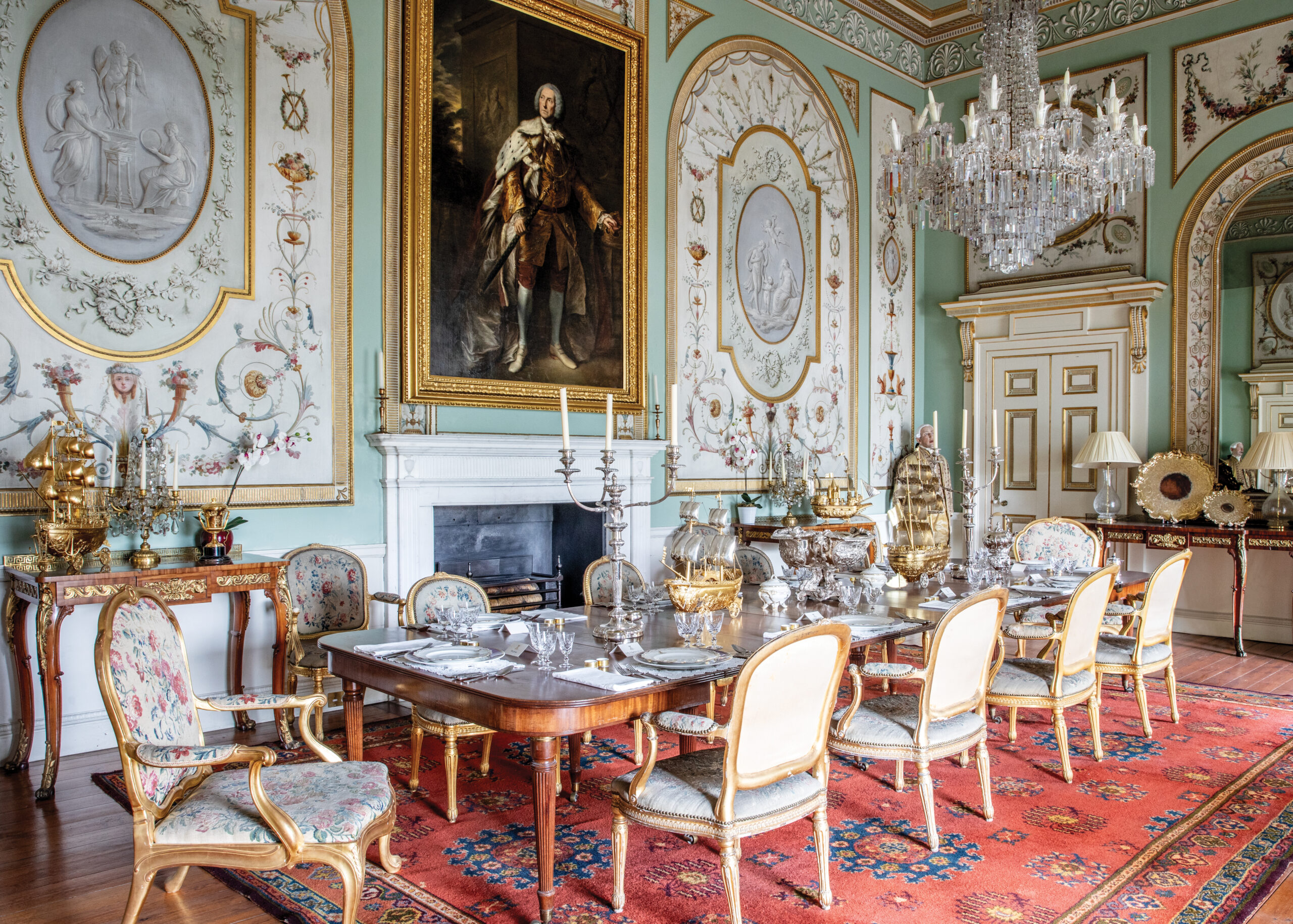 Ornate dining room in castle