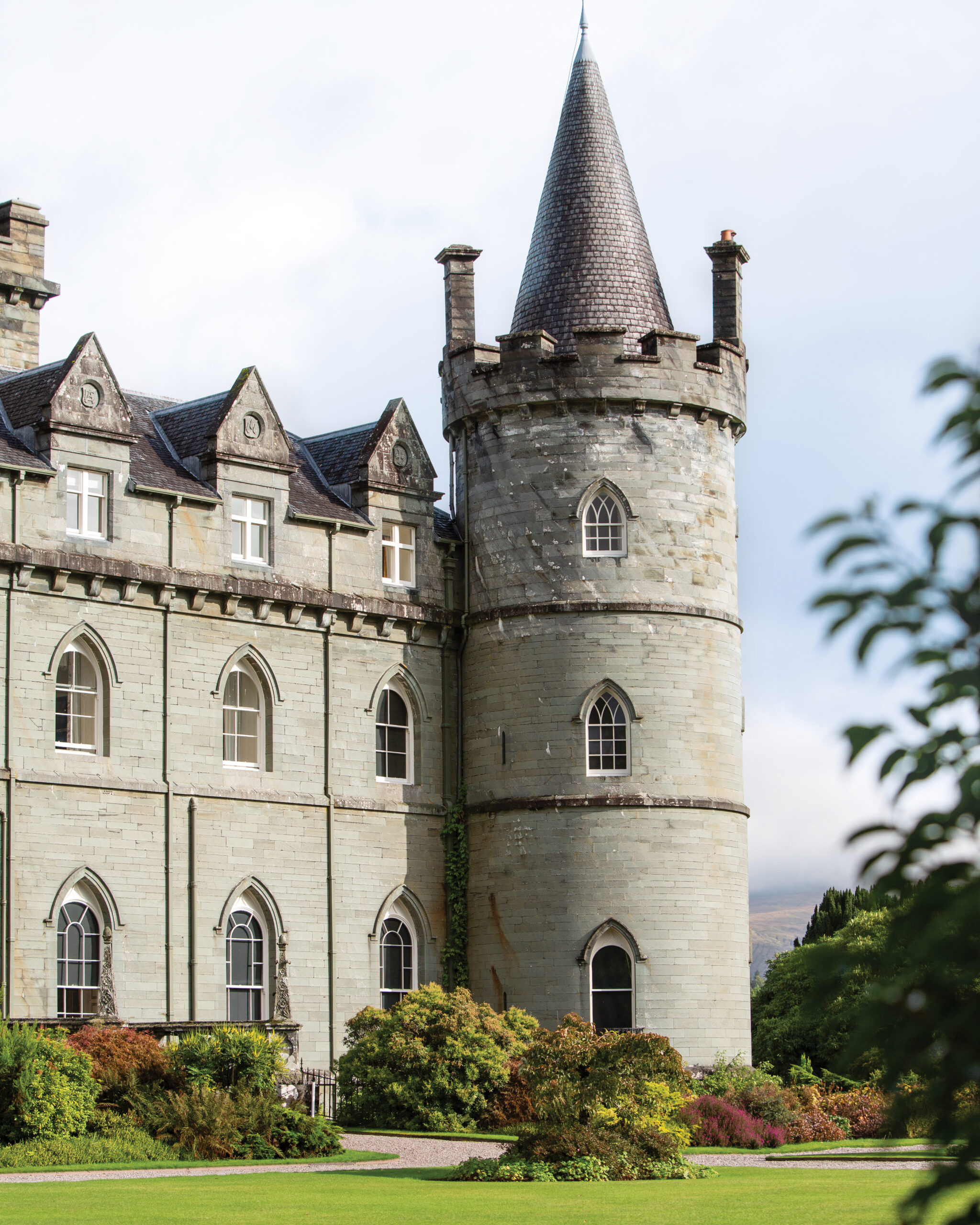 Castle tower and gardens