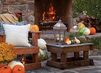 Pretty Pumpkins Amidst a Roaring Fire