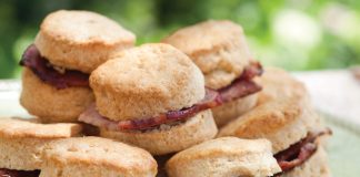 An Alfresco Luncheon: Biscuits and Canadian Bacon