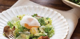 Poached-Egg Salad with Frisée, Lardons, and Mushrooms