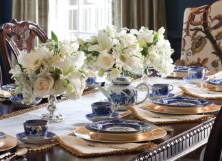 Classic blue-and-white china sets the mood for a memorable afternoon tea. Visit Victoriamag.com for delectable recipes and tablescape inspiration.