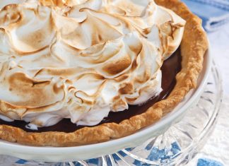 Balancing the menu's abundance of summer fruits is rich and velvety Chocolate Meringue Pie—always a crowd pleaser. Our version features a silken filling nestled between a flaky homemade piecrust and peaks of frothy topping caramelized to a tantalizing golden brown.