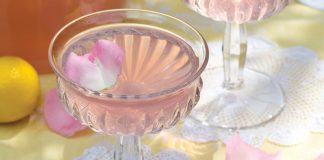 The tender blush of petals lends a graceful femininity to crystal goblets of Rose Lemonade.