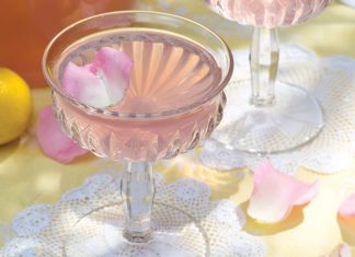 The tender blush of petals lends a graceful femininity to crystal goblets of Rose Lemonade.