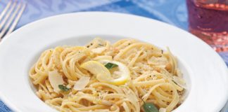 Prepared with lemon-infused olive oil, lemon zest, & lemon juice, Lemon-Basil Linguine is enhanced with basil, pine nuts, bread crumbs, & Parmesan cheese.