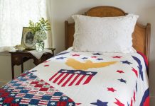 Patriotism in Patchwork Quilt expert Suzanne Hardebeck's antique coverlets present a cozy portrait of Americana—the timeworn threads binding generations of seamstresses whose heartfelt stitches evoke an enduring sense of nostalgia.