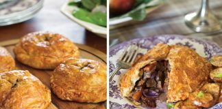 Like gift-wrapped packages, savory Beef Pasties promise a delightful reward. Flaky rounds of golden puff pastry envelop a mixture of filet & vegetables.
