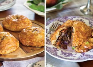 Like gift-wrapped packages, savory Beef Pasties promise a delightful reward. Flaky rounds of golden puff pastry envelop a mixture of filet & vegetables.