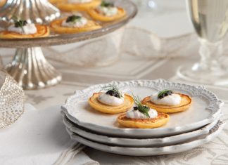 Sweet Potato Blini with Horseradish Crème Fraîche