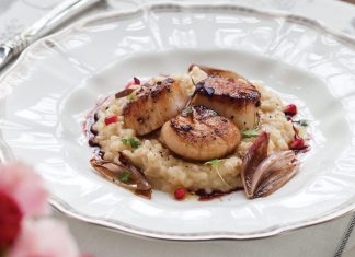 Seared Scallops with Bacon-Truffle Risotto