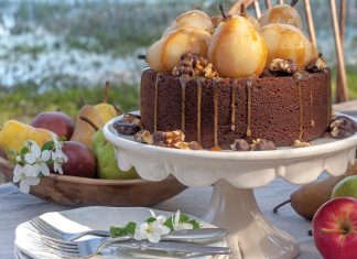 Ginger Cake with Wine-Poached Pears