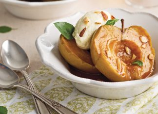 Caramel-Braised Apples with Apple-Brandy Sabayon