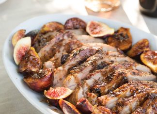 Fig-Glazed and Fig-Stuffed Pork Rib Roast