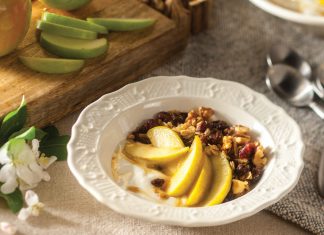 Maple Walnut Granola with Yogurt and Cinnamon Apples