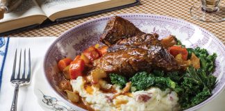 with Buttermilk Mashed Potatoes and Lemon-Garlic Kale