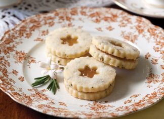 Rosemary Shortbread with Pear Preserves