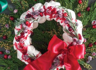 Sugared Cranberry and Rosemary Pavlova