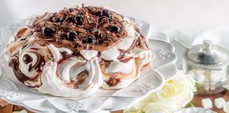 Light Chocolate Swirl Pavlova