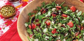 Watermelon Salad with Peach Balsamic Glaze