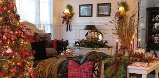 Haverstraw Hill: A Christmas tree, plaid pillow, ribbons, and lit candles add holiday charm to Mary Jane Calandra’s Grammy Pod