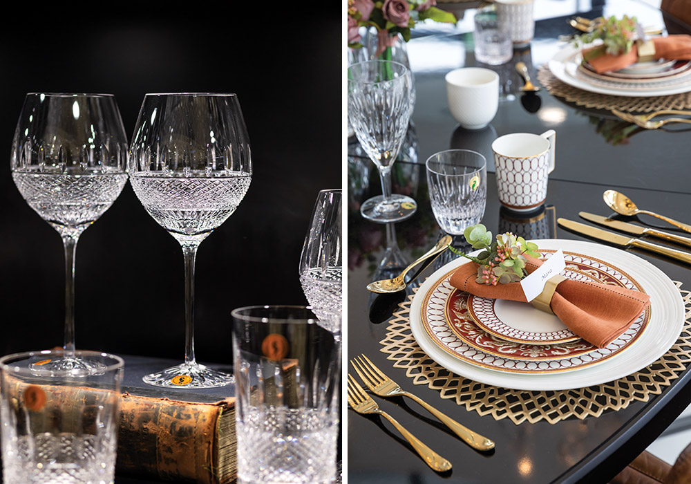 A beautiful setting showcases the sparkle Waterford crystal brings to the table.