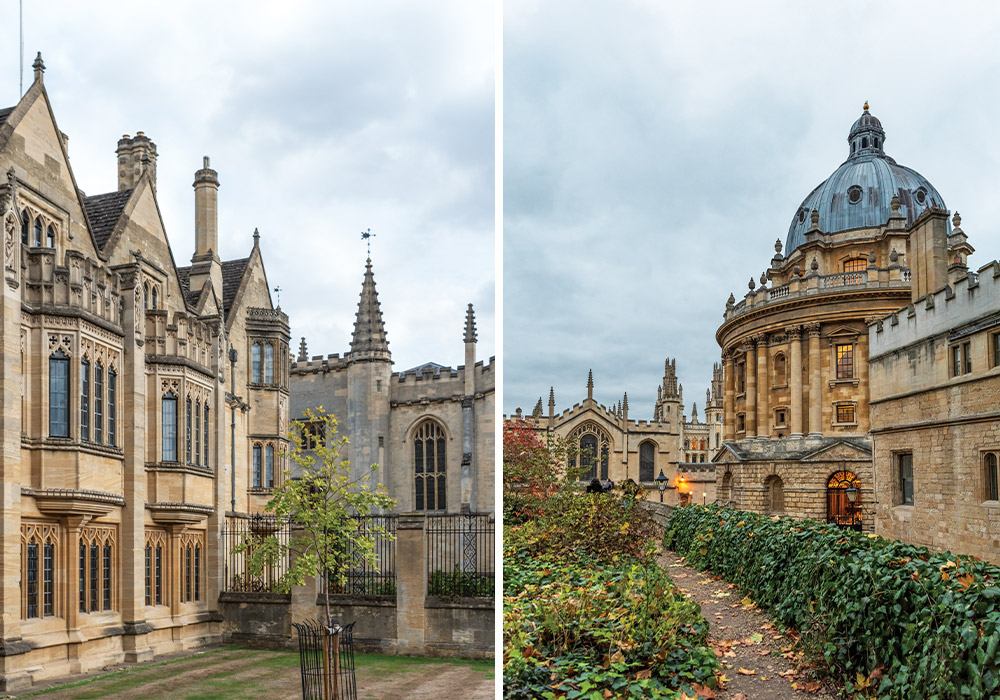 Right: The Radcliffe Camera is one of Oxford’s most iconic sights, serving as a main library for Oxford University colleges. Left: Here, we see another view of Magdalen College, where Lewis worked.