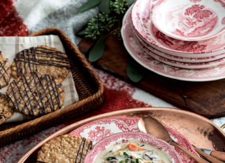 Chicken and Wild Rice Soup with Oatmeal Toffee Lace Cookie