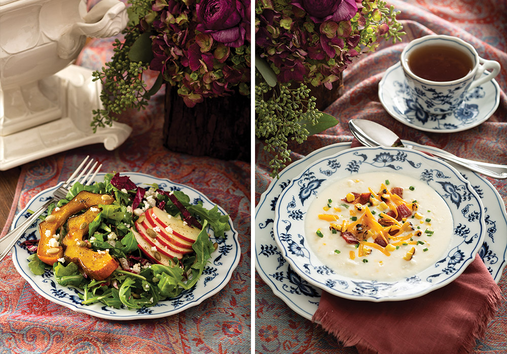Orchard Salad and Potato and Corn Soup
