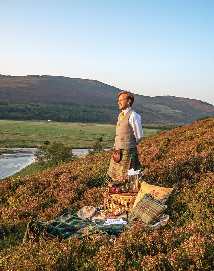 Fife Arms highland view and picnic