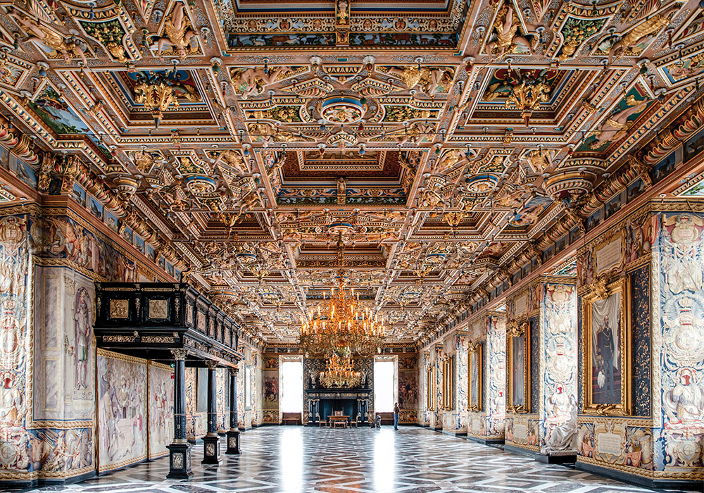 The Great Hall of Frederiksborg Castle is dressed with the same finery that would have been there in the days of the first kings that graced its grandeur with their presence.