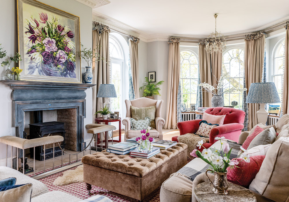 Colorful style dwells within Ashbrook, an English country house with a welcoming sense of serenity.