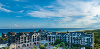 An all-encompassing view of the Henderson Beach Resort in Destin, Florida, settled along the sunny Emerald Coast.