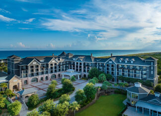 An all-encompassing view of the Henderson Beach Resort in Destin, Florida, settled along the sunny Emerald Coast.