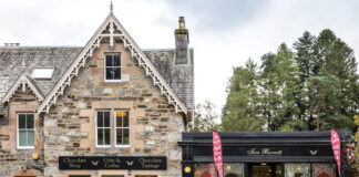 The stone exterior of Highland Chocolatier beckons travelers to Scotland come experience the sweetest discovery.