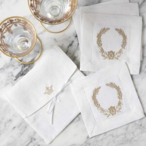 Victoria Arte Italica Laurel Wreath Napkins Set- Gold