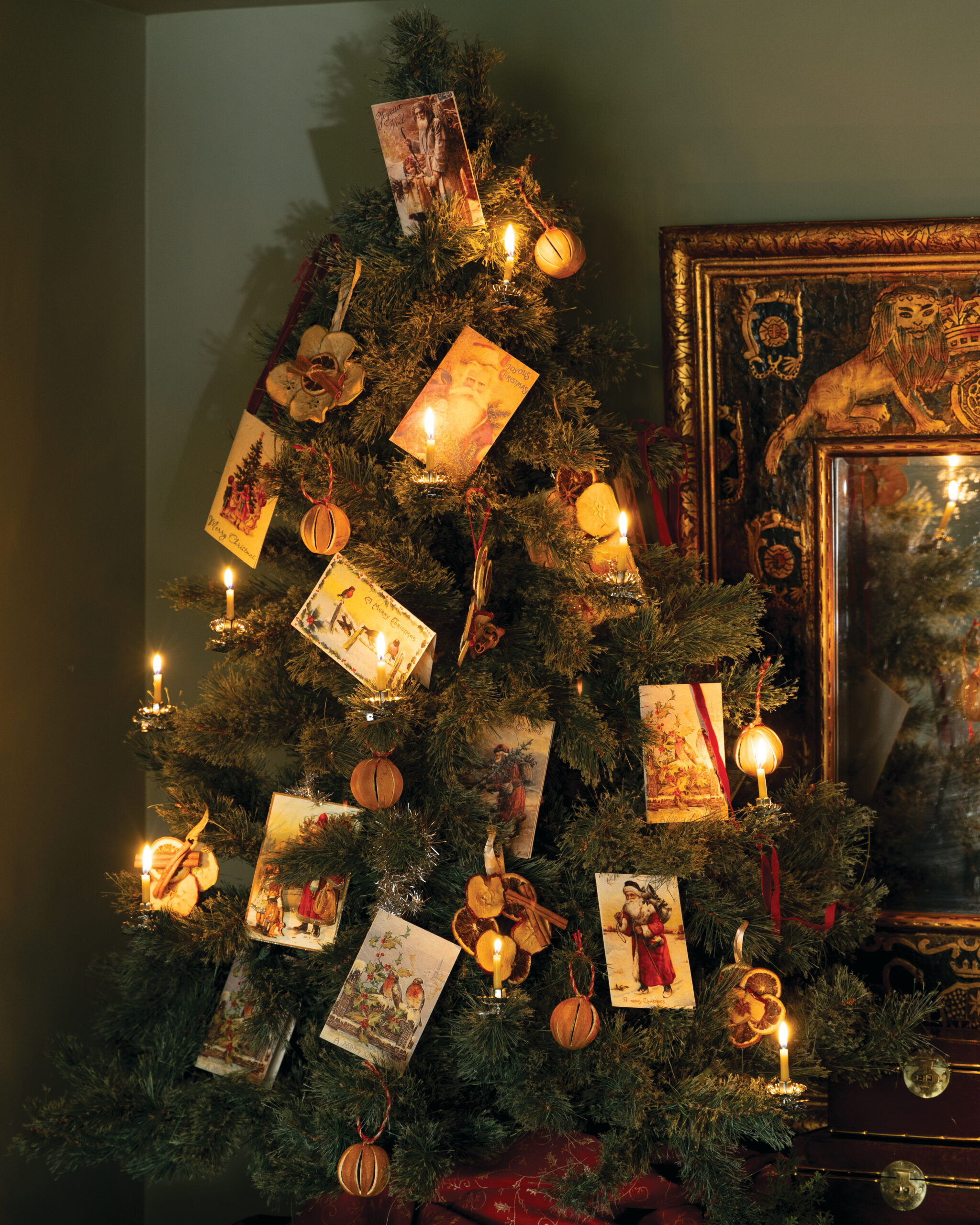 Christmas tree with paper ornaments