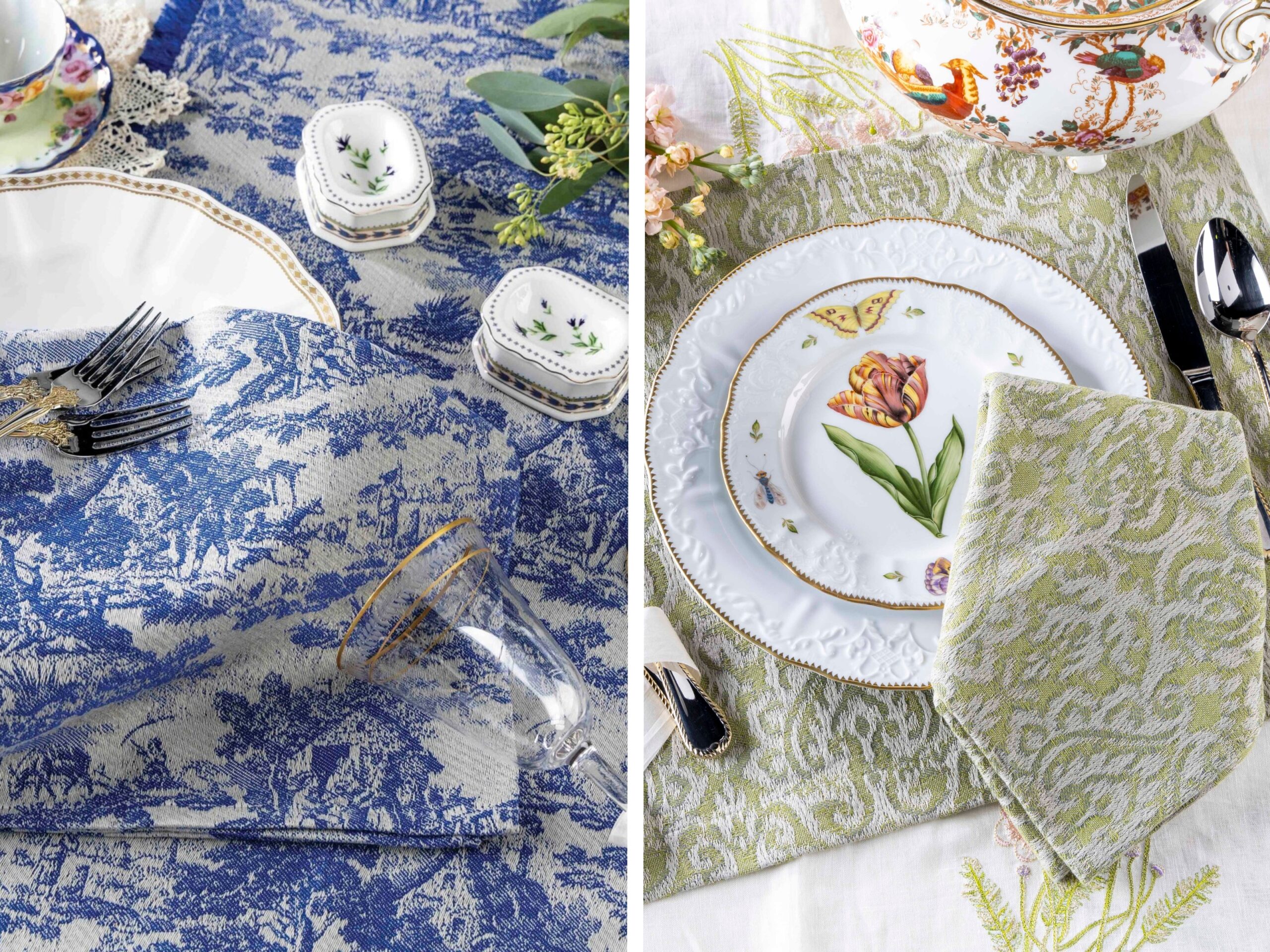 A grid image of Victoria Piccoli linens and Constantinopoli linens.
