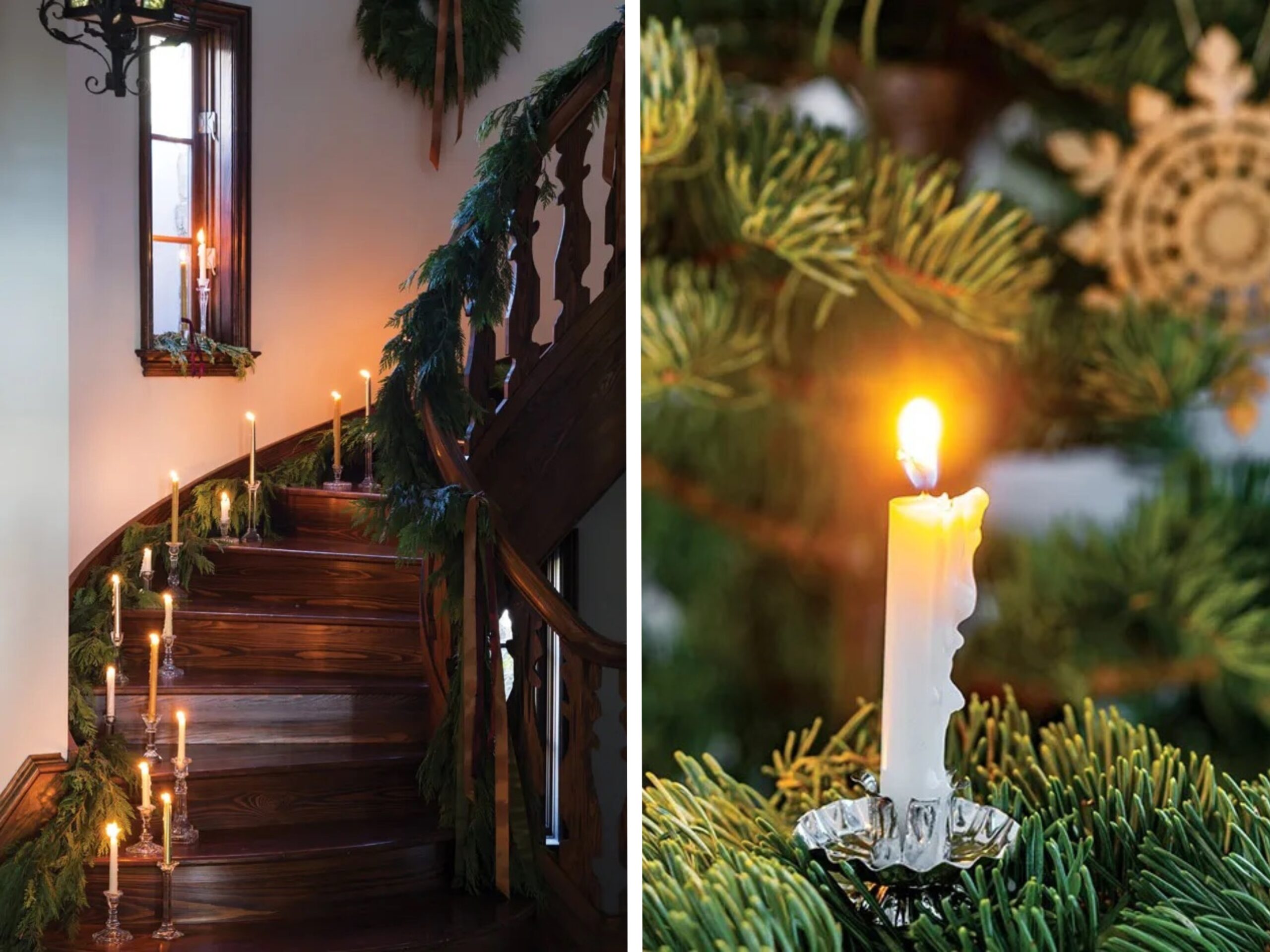 Candles lining a staircase.