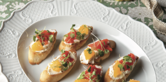 Tangerine Crostini on a platter.