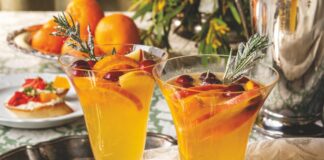 Tangerine Sangria Blanco in glasses.