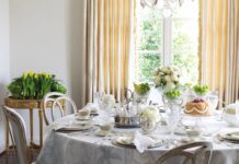 A tea party table set for the celebration of Jane Austen's birthday.