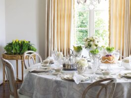 A tea party table set for the celebration of Jane Austen's birthday.