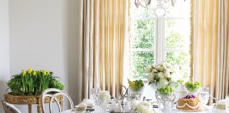 A tea party table set for the celebration of Jane Austen's birthday.