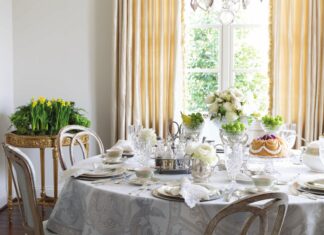A tea party table set for the celebration of Jane Austen's birthday.