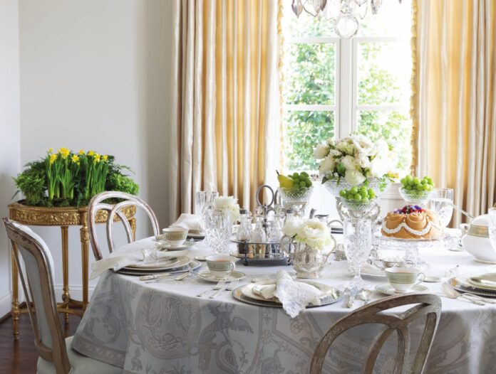 A tea party table set for the celebration of Jane Austen's birthday.